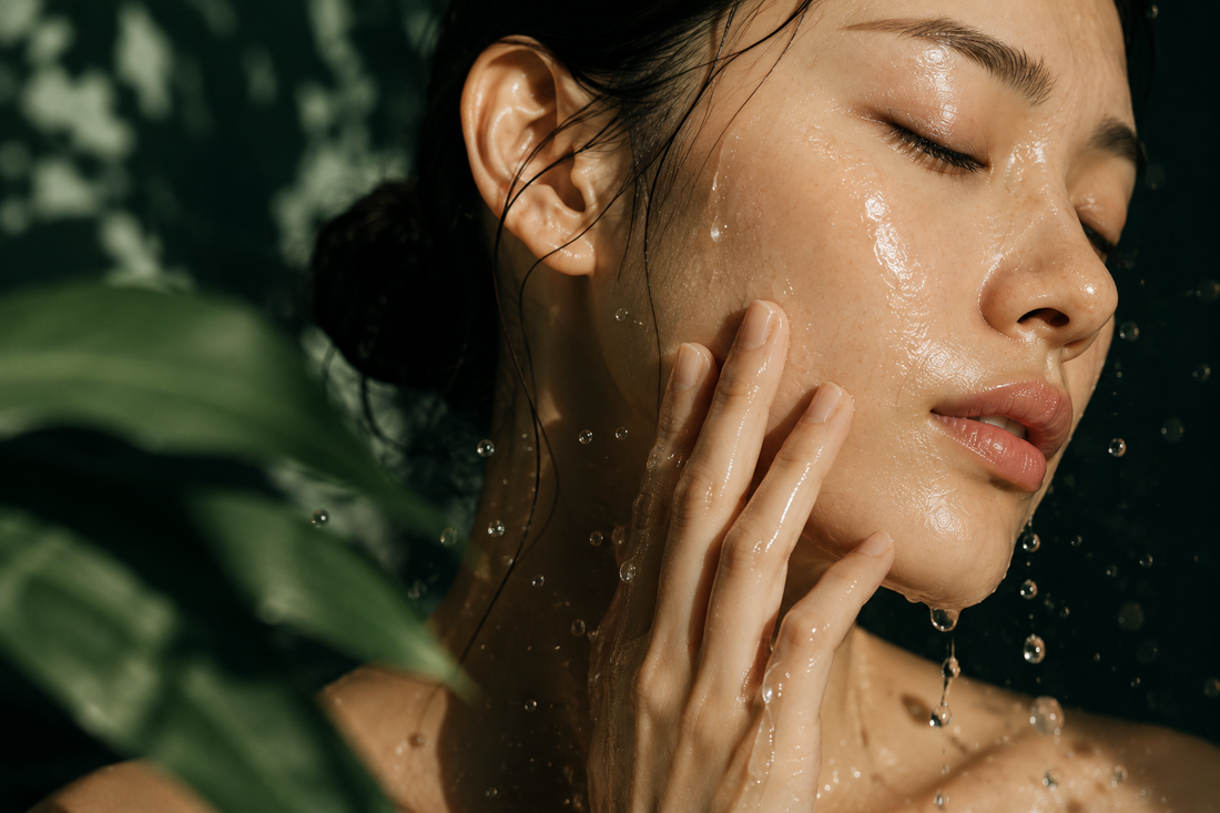 水を加えながらクレンジングを乳化させる肌のイメージ｜KINGU JOURNAL